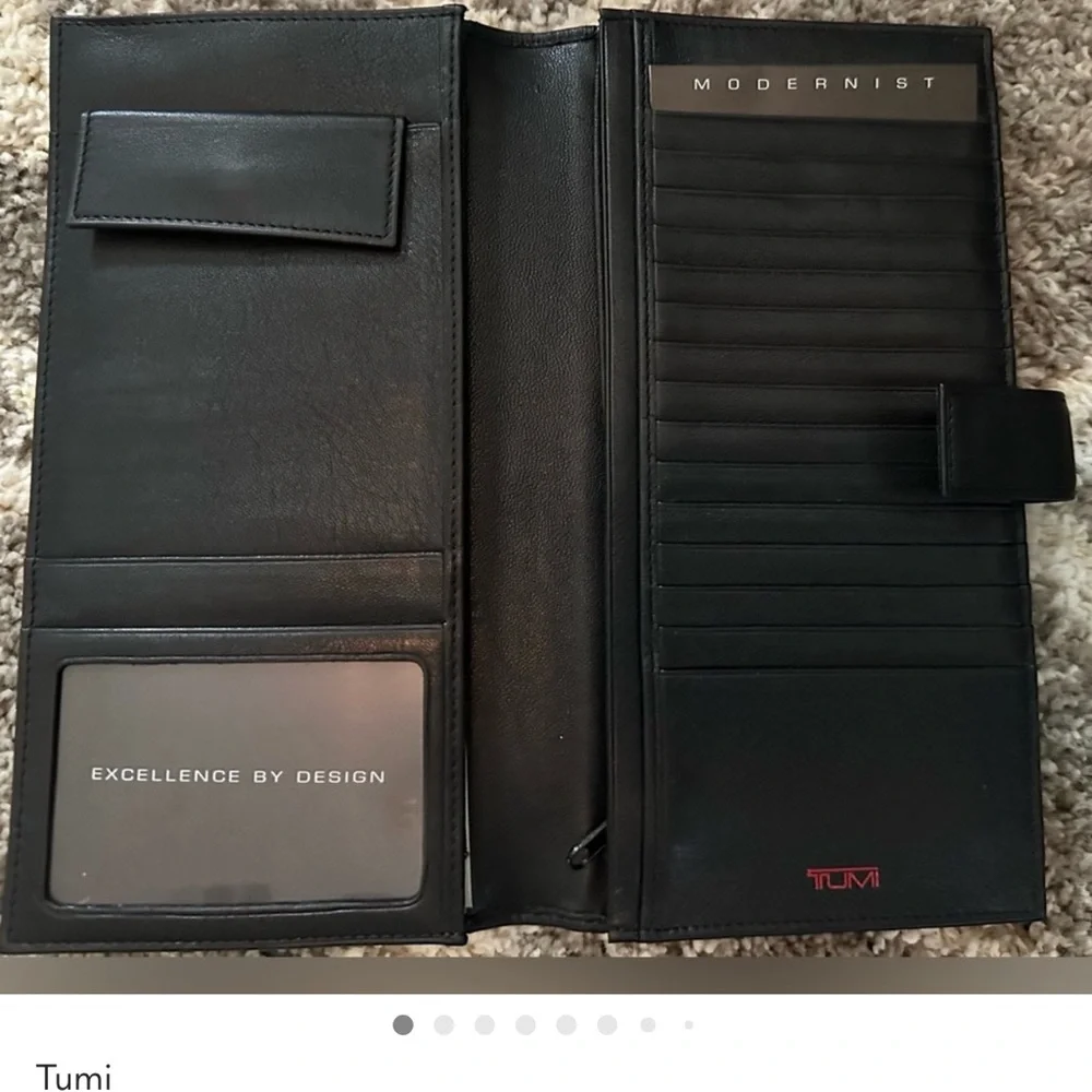 Tumi Modernist Black Leather Ultimate Travel Organizer Wallet
